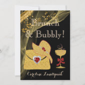 Elegant Black & Gold Brunch & Bubble Vrijgezellenf Kaart (Voorkant)