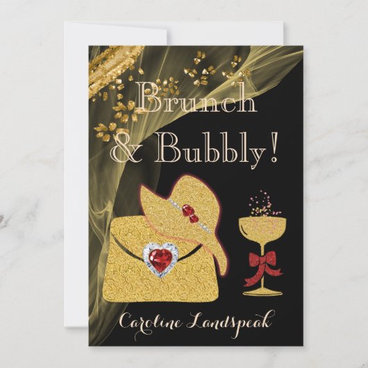 Elegant Black & Gold Brunch & Bubble Vrijgezellenf Kaart (Voorkant)