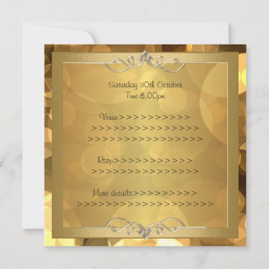 Elegant Black Gold Bubbles Metal Lijst Party 2 Kaart (Achterkant)