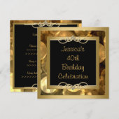 Elegant Black Gold Bubbles Metal Lijst Party Kaart (Voorkant / Achterkant)