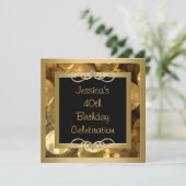 Elegant Black Gold Bubbles Metal Lijst Party Kaart (Staand voorkant)