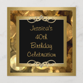 Elegant Black Gold Bubbles Metal Lijst Party Kaart