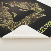 Elegant Black Gold Buddha Lotus Flower Meditation Sherpa Deken (3/4)