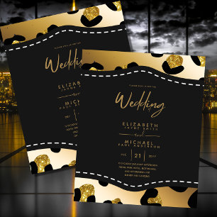 Elegant Black Gold Budget Wedding nodigt uit