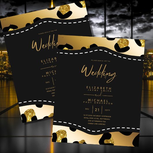 Elegant Black Gold Budget Wedding nodigt uit