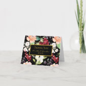 Elegant Black Gold Burgundy Blush Floral Pattern Bedankkaart (Voorkant)