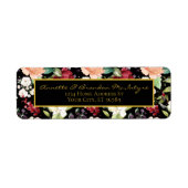 Elegant Black Gold | Burgundy Blush Floral Pattern Etiket (Voorkant)