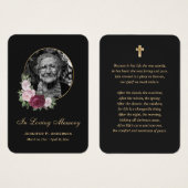 Elegant Black Gold Burgundy Floral Memorial Kaarte Visitekaartje (Voorkant /achterkant)