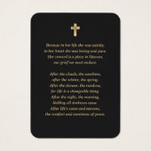 Elegant Black Gold Burgundy Floral Memorial Kaarte Visitekaartje (Achterkant)