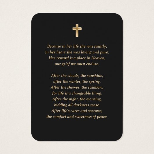 Elegant Black Gold Burgundy Floral Memorial Kaarte Visitekaartje (Achterkant)