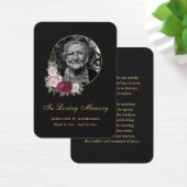 Elegant Black Gold Burgundy Floral Memorial Kaarte Visitekaartje (Bureau)