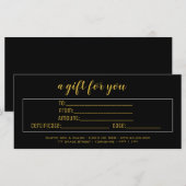 Elegant Black & Gold Business Cadeaubon (Voorkant / Achterkant)