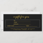 Elegant Black & Gold Business Cadeaubon (Voorkant)