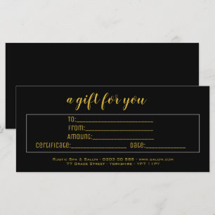Elegant Black & Gold Business Cadeaubon