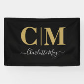 Elegant Black Gold Business Monogram Trade Show Spandoek (Horizontaal)