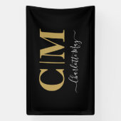 Elegant Black Gold Business Monogram Trade Show Spandoek (Verticaal)