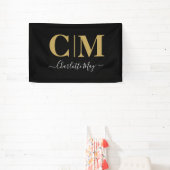 Elegant Black Gold Business Monogram Trade Show Spandoek (Insitu)