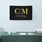 Elegant Black Gold Business Monogram Trade Show Spandoek (Beurs)