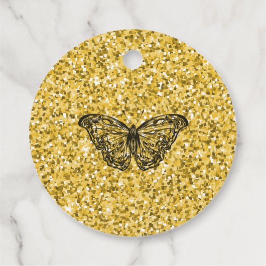 Elegant Black Gold Butterflies 21e verjaardag Bedankjes Labels (Achterkant)