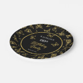 Elegant Black Gold Butterflies 60e verjaardag Papieren Bordje (Gekanteld)