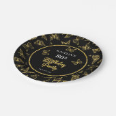 Elegant Black Gold Butterflies 80e verjaardag Papieren Bordje (Gekanteld)