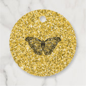 Elegant Black Gold Butterflies 90e verjaardag Bedankjes Labels (Achterkant)