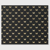Elegant Black Gold Butterfly Patroon Cadeaupapier (Vlak)