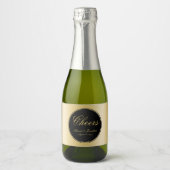 Elegant Black Gold Calligraphy Cheers Wedding Sparkling Wijnetiket (Voorkant)