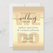 Elegant Black Gold Calligraphy Wedding Invitation Kaart (Voorkant)