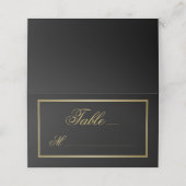 Elegant Black Gold Calligtraphy Wedding Plaatskaartje (Buitenkant ongevouwen)