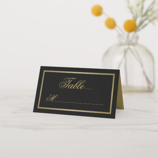 Elegant Black Gold Calligtraphy Wedding Plaatskaartje (Voorkant)