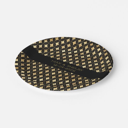 Elegant Black & Gold Carnival Harlequin Papieren Bordje