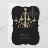 Elegant Black Gold Chandelier Wedding Invitations Kaart (Achterkant)