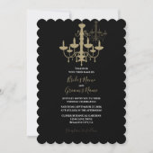 Elegant Black Gold Chandelier Wedding Invitations Kaart (Voorkant)