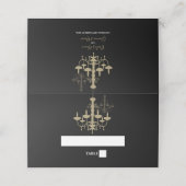 Elegant Black Gold Chandelier Wedding Invitations Plaatskaartje (Buitenkant ongevouwen)
