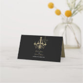 Elegant Black Gold Chandelier Wedding Invitations Plaatskaartje (Achterkant)