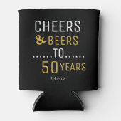Elegant Black & Gold Cheers & Beers 50e verjaardag Blikjeskoeler (Voorkant)