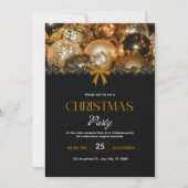 Elegant Black Gold Christmas Invitation Kaart (Voorkant)