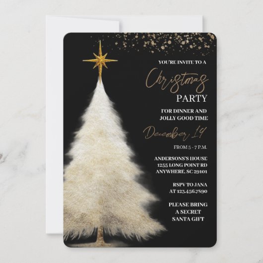 Elegant Black & Gold Christmas Party  Kaart (Voorkant)