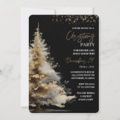 Elegant Black & Gold Christmas Party Kaart (Voorkant)