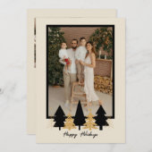 Elegant Black & Gold Christmas Tree Feestdagenkaart (Voorkant / Achterkant)