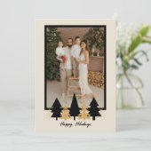 Elegant Black & Gold Christmas Tree Feestdagenkaart (Staand voorkant)