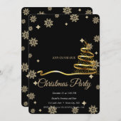 Elegant Black -Gold  Christmas Tree Kaart (Voorkant / Achterkant)