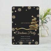 Elegant Black -Gold  Christmas Tree Kaart (Staand voorkant)