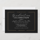 Elegant Black Gold Class Afstuderen Graduparty Kaart (Voorkant)