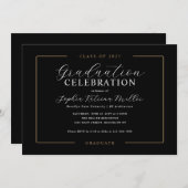 Elegant Black Gold Class Afstuderen Graduparty Kaart (Voorkant / Achterkant)