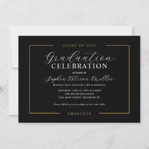 Elegant Black Gold Class Afstuderen Graduparty Kaart