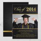 Elegant Black & Gold Class of 2014 Afstuderen Kaart (Voorkant / Achterkant)