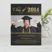 Elegant Black & Gold Class of 2014 Afstuderen Kaart (Staand voorkant)