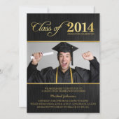 Elegant Black & Gold Class of 2014 Afstuderen Kaart (Voorkant)